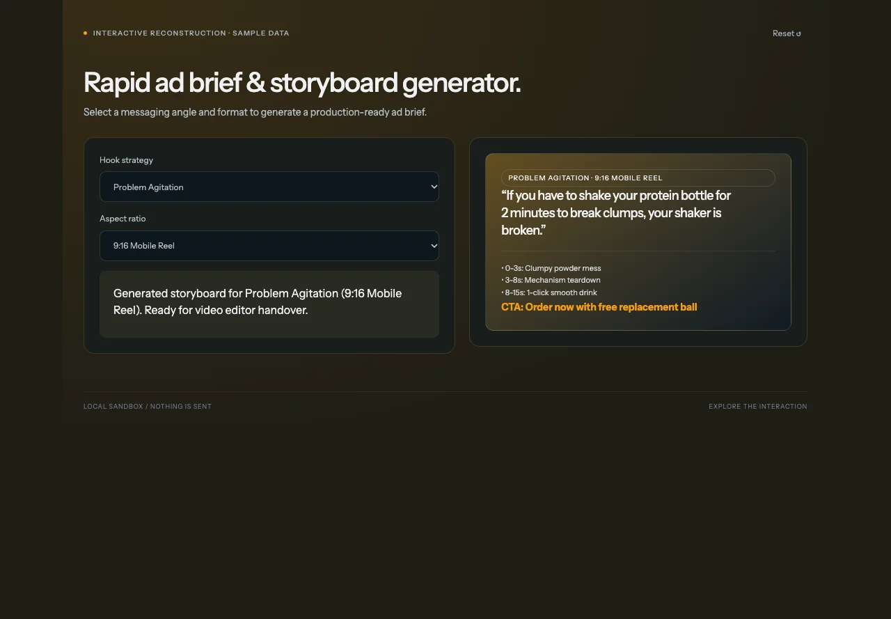 DTC Creative OS - interactive reconstruction preview