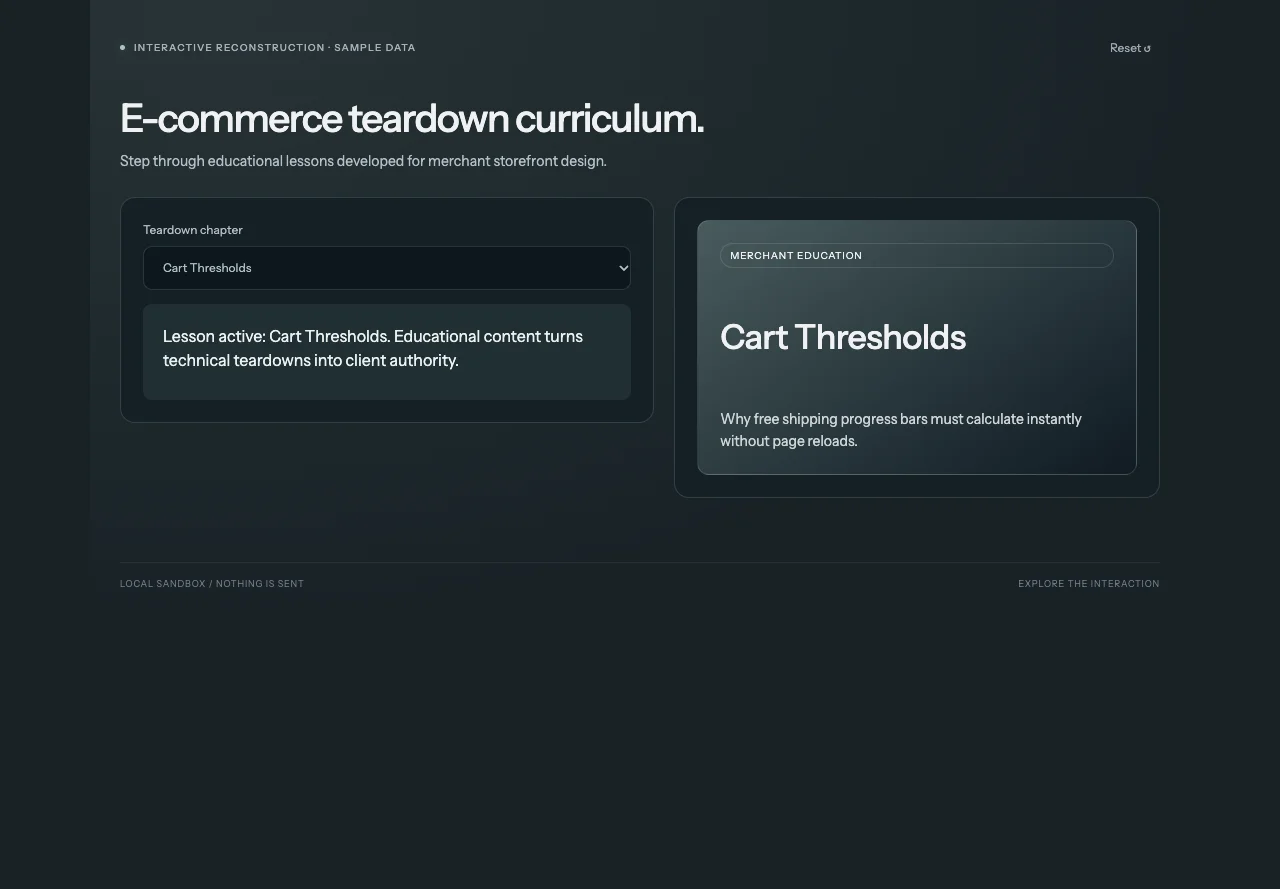 Shopify education - interactive reconstruction preview